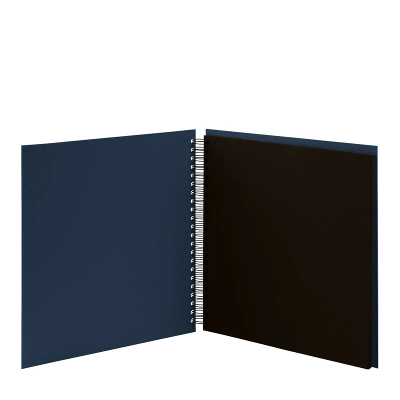 S.O.H.O. Spiral Fotoalbum Blanko | 31x30cm | 60 schwarze Seiten | navy-blau