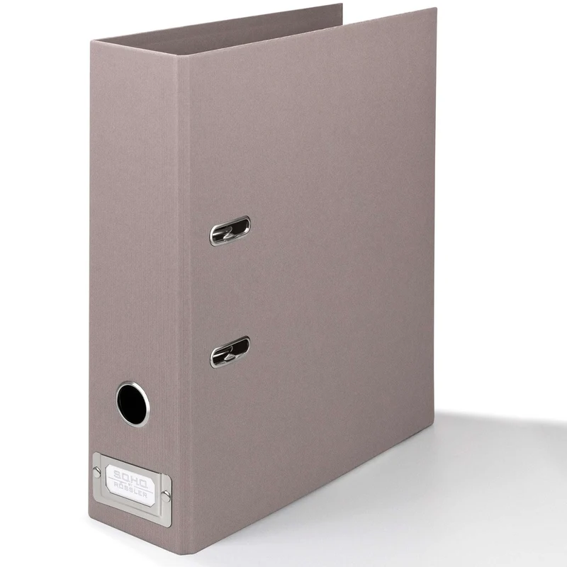 S.O.H.O. Ordner breit | A4 | 8cm | Mit Rückenschild aus Metall | taupe