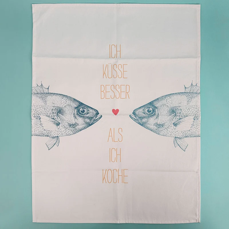 Geschirrtuch „Meer Liebe“ | Baumwolle | 500x700mm | Fische