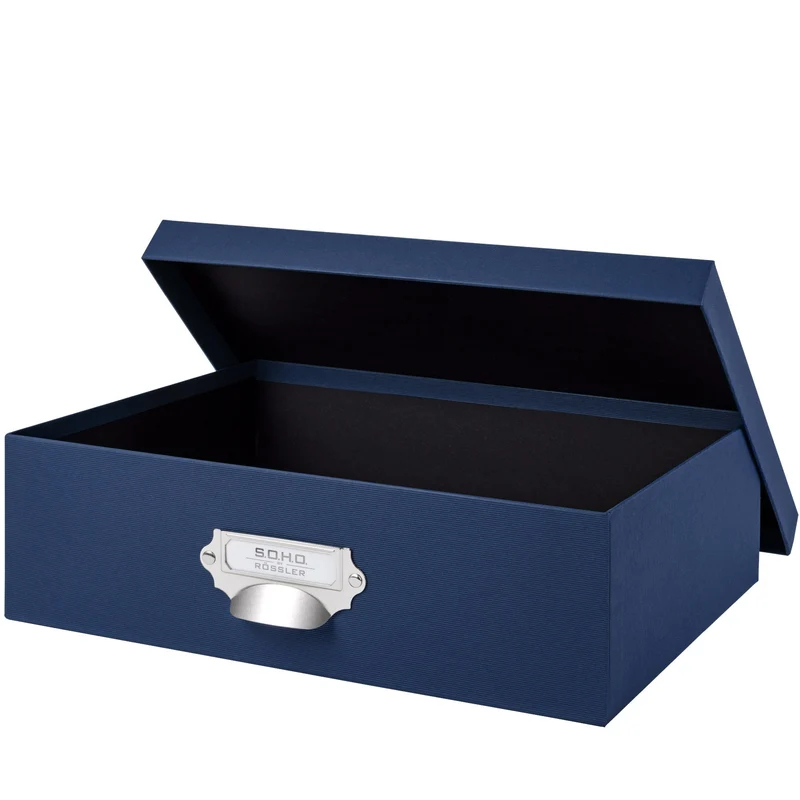 S.O.H.O. Aufbewahrungsbox | Geschenkbox | mit Deckel | A4 | navy-blau