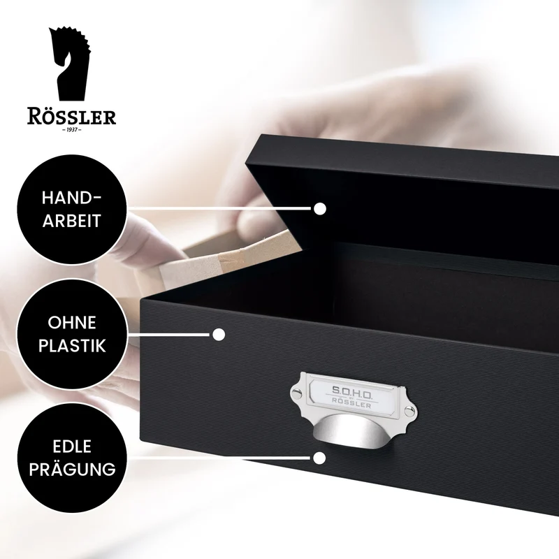 S.O.H.O. Aufbewahrungsbox | Geschenkbox | mit Deckel | A4 | schwarz