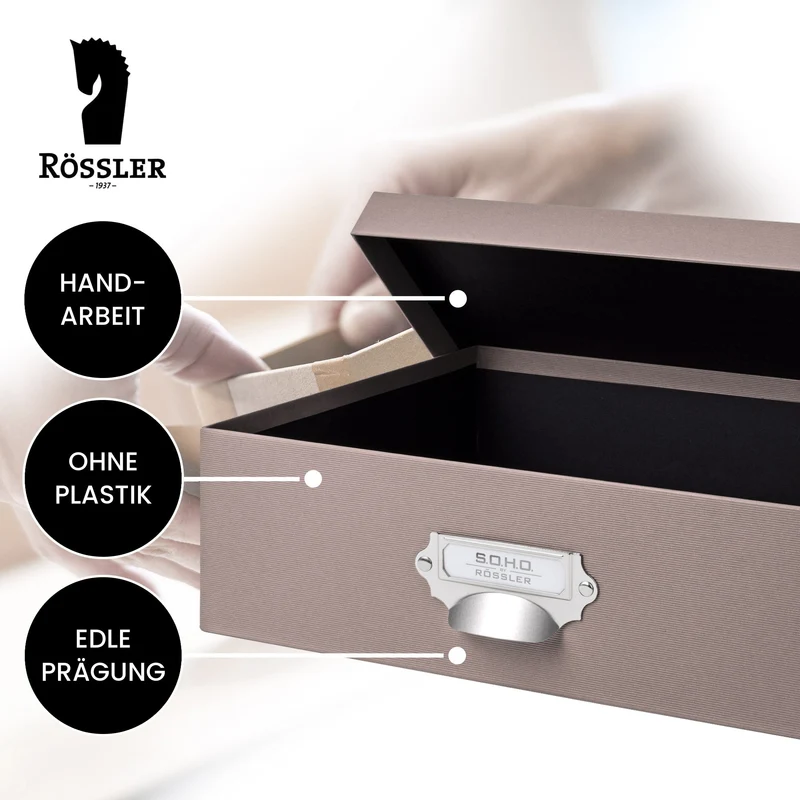 S.O.H.O. Aufbewahrungsbox | Geschenkbox | mit Deckel | A4 | taupe