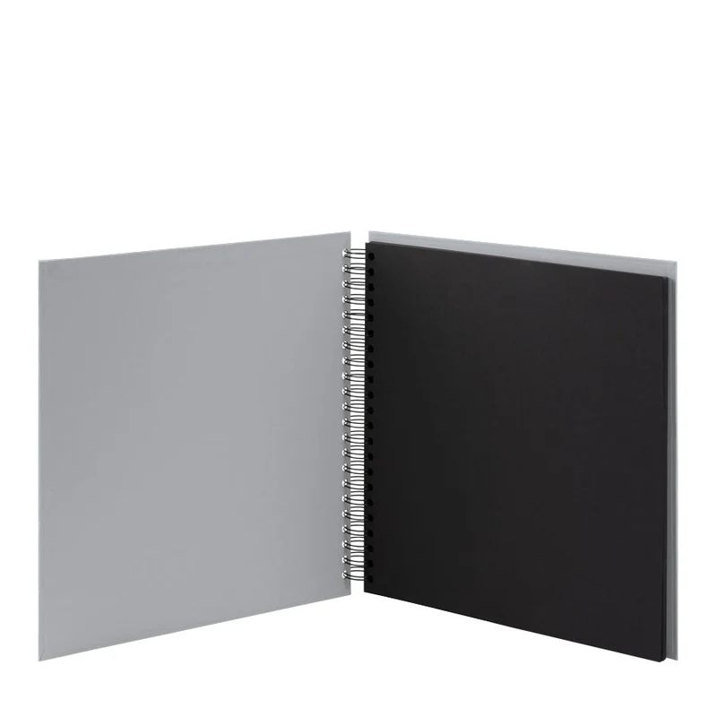 S.O.H.O. Spiral Fotoalbum Blanko | 31x30cm | 60 schwarze Seiten | stone-grau