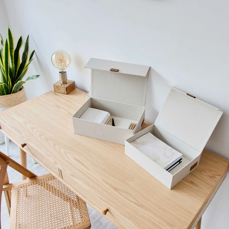 LOVE IT STORE IT 2 Stück Aufbewahrungsboxen für Accessoires mit Klappdeckel – PREMIUM NATUR