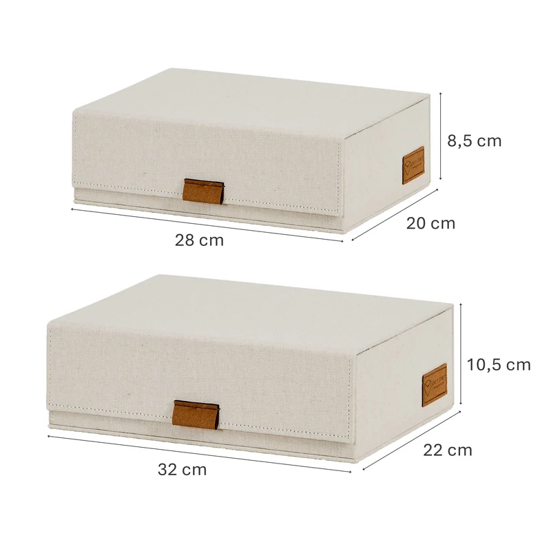 LOVE IT STORE IT 2 Stück Aufbewahrungsboxen für Accessoires mit Klappdeckel – PREMIUM NATUR