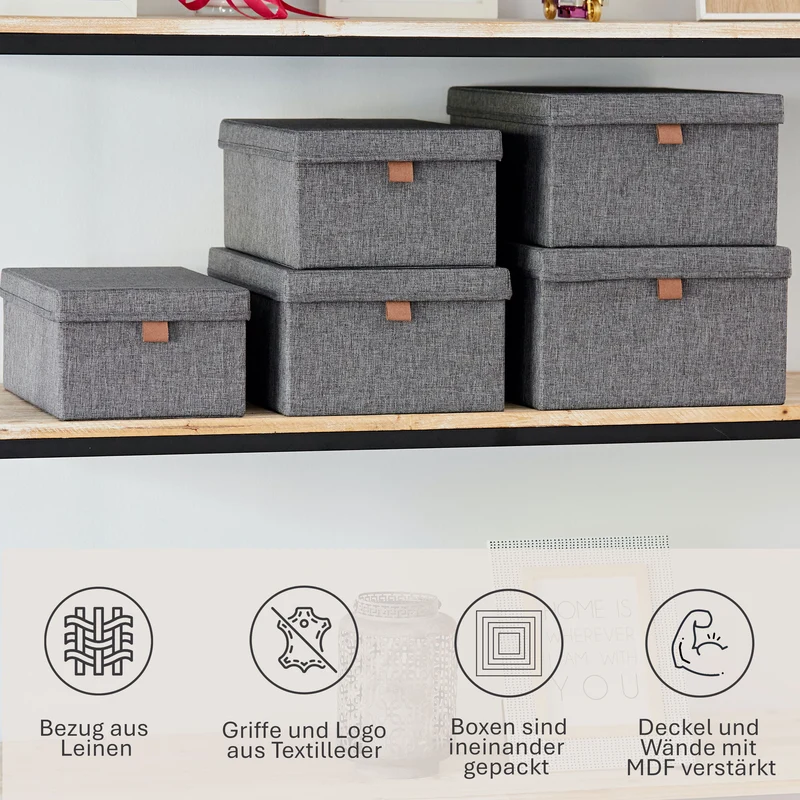 LOVE IT STORE IT Aufbewahrungsboxen Stoff mit Deckel – PREMIUM