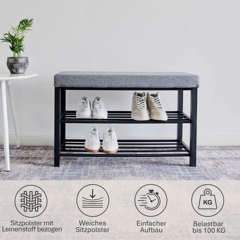 LOVE IT STORE IT Loft Schuhbank mit Sitzfläche bis ca. 100 kg belastbar, 80 x 31 x 50 cm