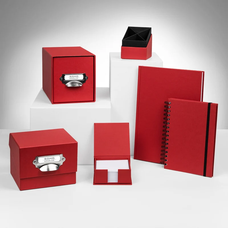 S.O.H.O. Zettelkasten | Mit Deckel | 250 Blatt | 11x11cm | rot