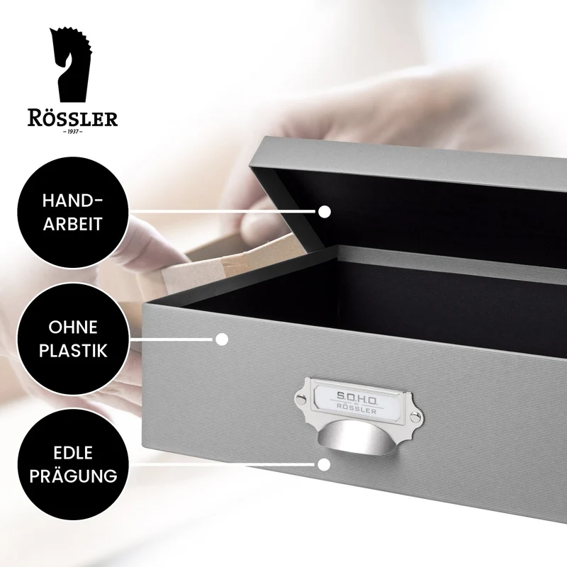 S.O.H.O. Aufbewahrungsbox | Geschenkbox | mit Deckel | A4 | stone-grau