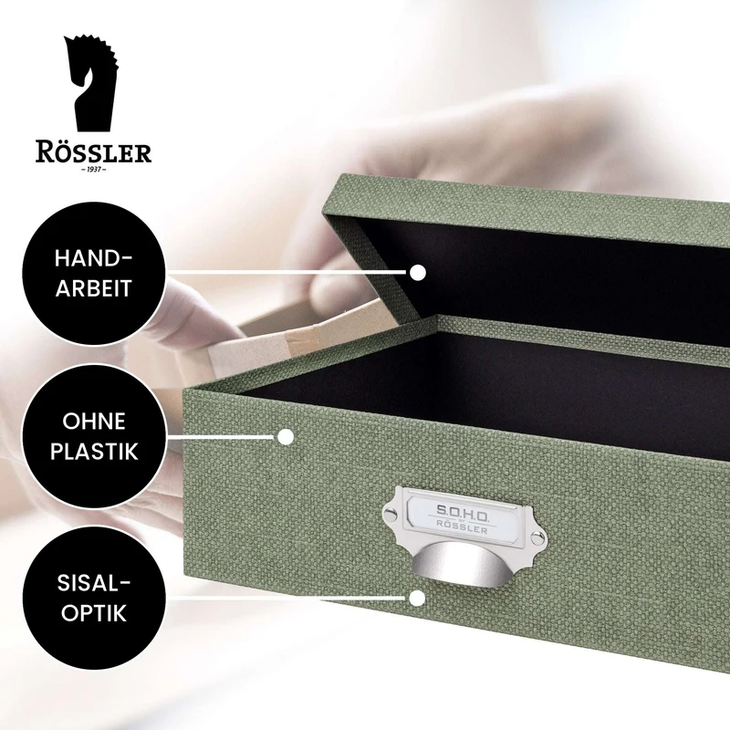 S.O.H.O. Aufbewahrungsbox | Geschenkbox | mit Deckel | A4 | salbei-gruen