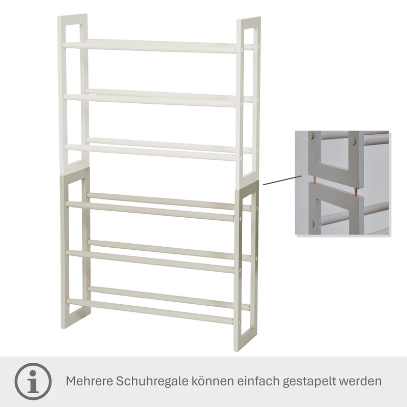 LOVE IT STORE IT Schmales Schuhregal ausziehbar, 3 Ebenen, 54,5-99 x 17 x 45,5 cm