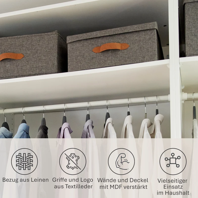 LOVE IT STORE IT Aufbewahrungsbox Stoff mit Deckel – PREMIUM GRAU