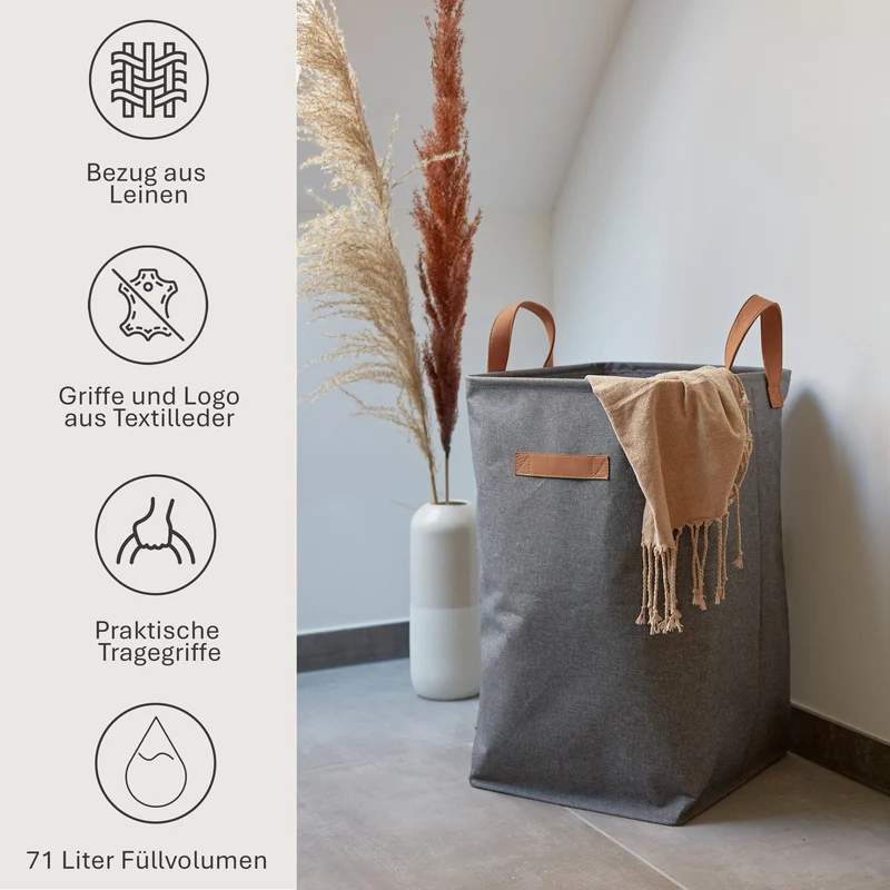 LOVE IT STORE IT Wäschekorb mit Griffen, 35x35x58 cm – PREMIUM