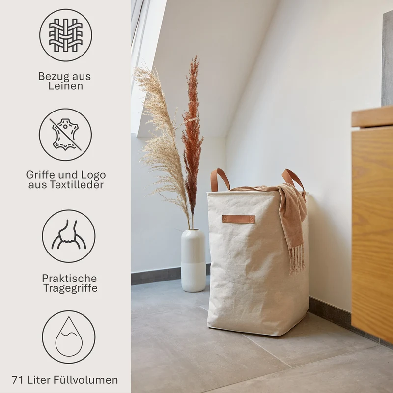 LOVE IT STORE IT Wäschekorb mit Griffen, 35x35x58 cm – PREMIUM