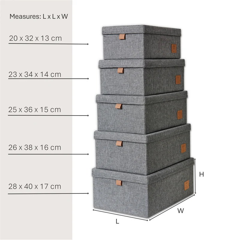 LOVE IT STORE IT Aufbewahrungsbox mit Deckel Stoff 5-teilig – ESSENTIALS