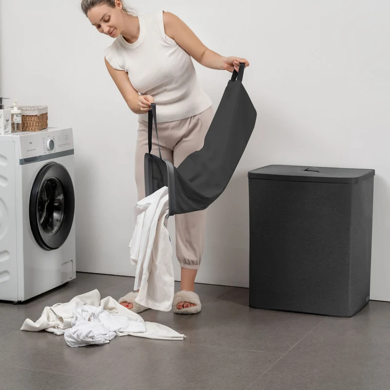 LOVE IT STORE IT Wäschesammler mit Unterteilern, 100l, 67x56x40 cm – PREMIUM