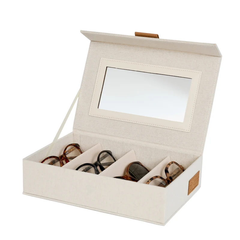 LOVE IT STORE IT Brillenbox mit Spiegel, 4 Fächer – PREMIUM NATUR