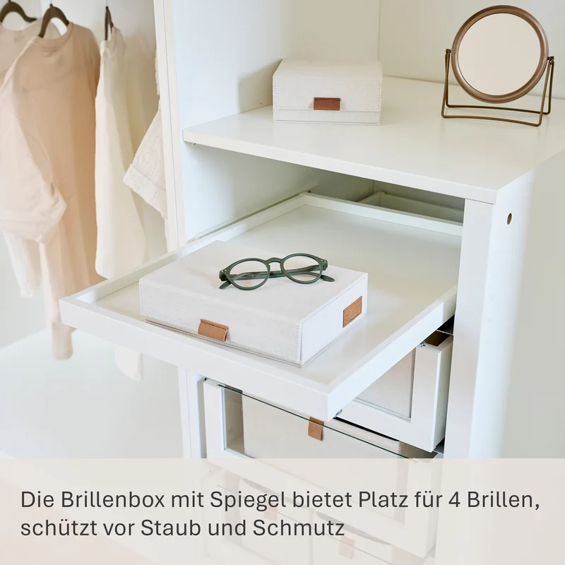 LOVE IT STORE IT Brillenbox mit Spiegel, 4 Fächer – PREMIUM NATUR