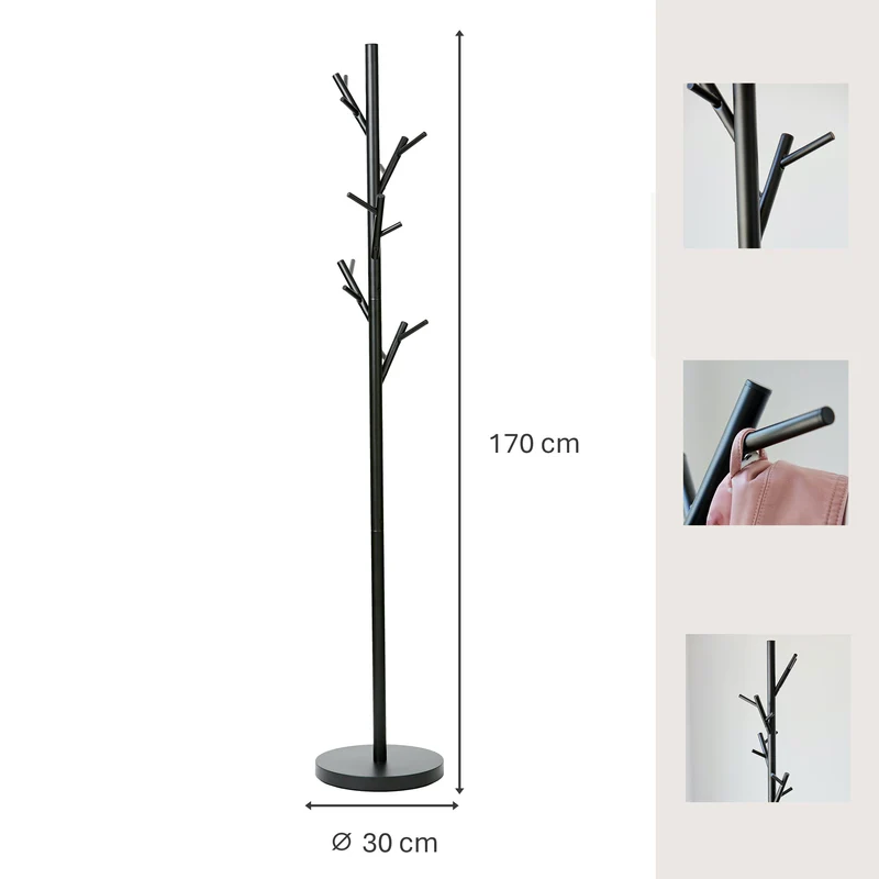 LOVE IT STORE IT Garderobenständer aus Metall mit 15 Haken, schwarz, Höhe 170 cm