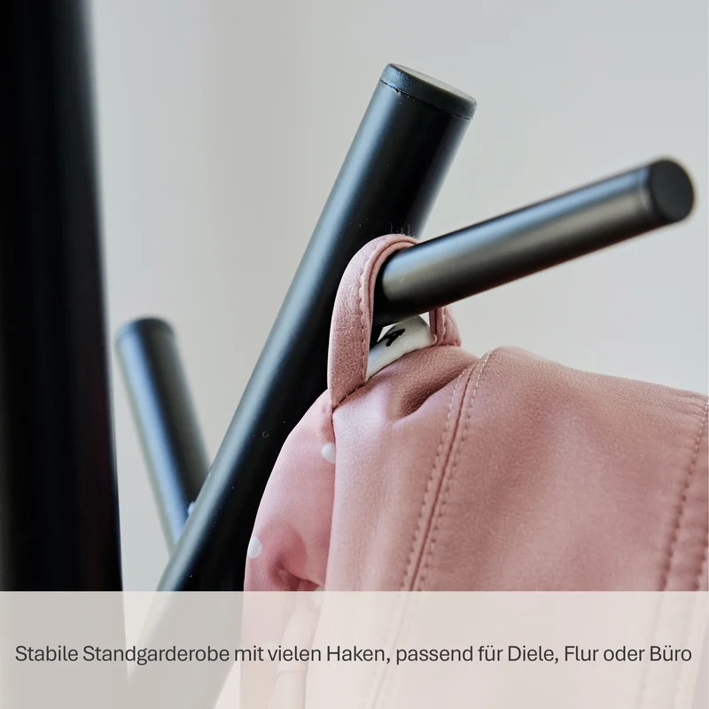 LOVE IT STORE IT Garderobenständer aus Metall mit 15 Haken, schwarz, Höhe 170 cm