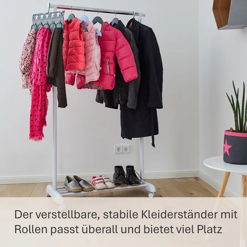 LOVE IT STORE IT Kleiderständer auf Rollen, ausziehbar, weiss/chrom