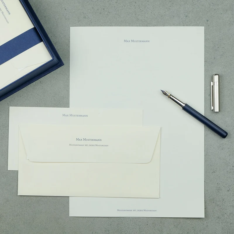Personalisierbare Briefpapier Box | Edles Papier in Creme | 40 Stück | taupe