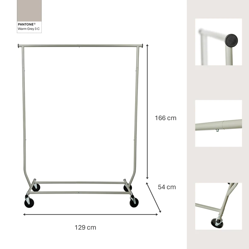 LOVE IT STORE IT Rollbarer Kleiderständer mit Rollen, 129 x 54,5 x 166 cm