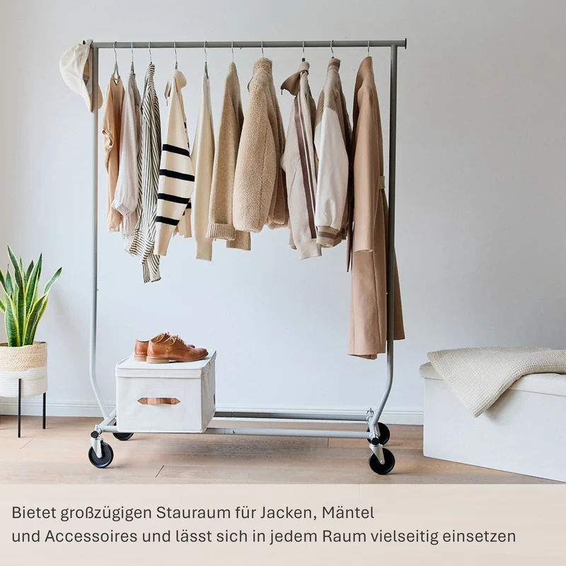 LOVE IT STORE IT Rollbarer Kleiderständer mit Rollen, 129 x 54,5 x 166 cm