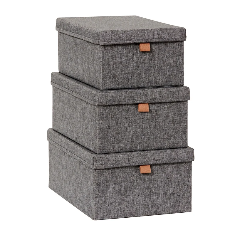LOVE IT STORE IT Aufbewahrungsbox mit Deckel Stoff 3er Set – PREMIUM GRAU