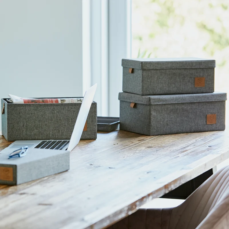LOVE IT STORE IT Aufbewahrungsbox mit Deckel Stoff 3er Set – PREMIUM GRAU