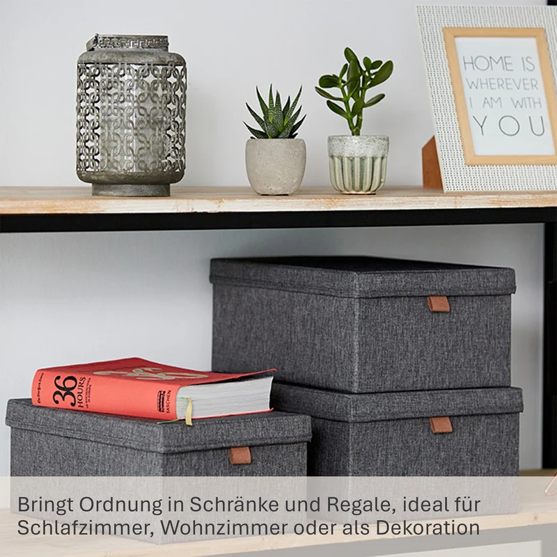 LOVE IT STORE IT Aufbewahrungsbox mit Deckel Stoff 3er Set – PREMIUM GRAU