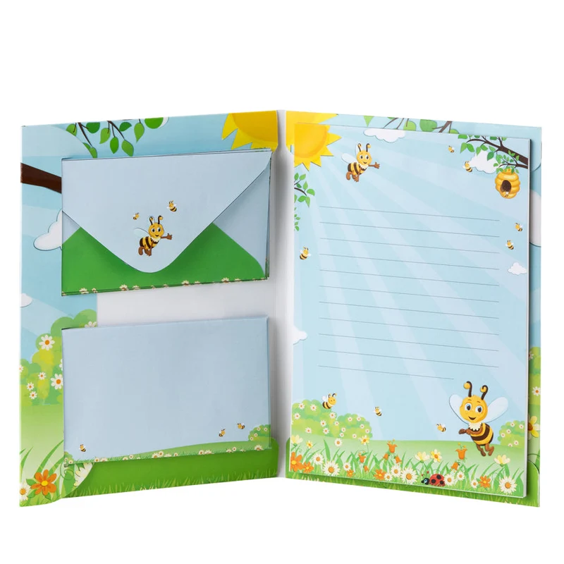 Kinder Briefpapier-Set | Tiermotiv Biene | 10 Stück