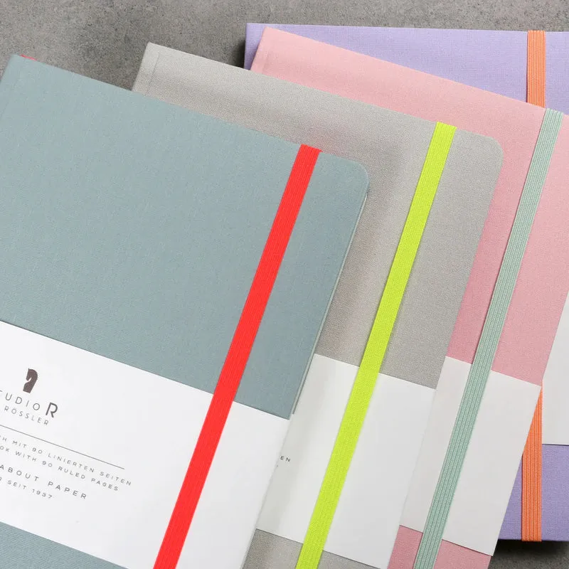 Notizbuch „Neon“ | A5 | Soft Cover - Stoffbezug | Mit Gummizug | eukalyptus
