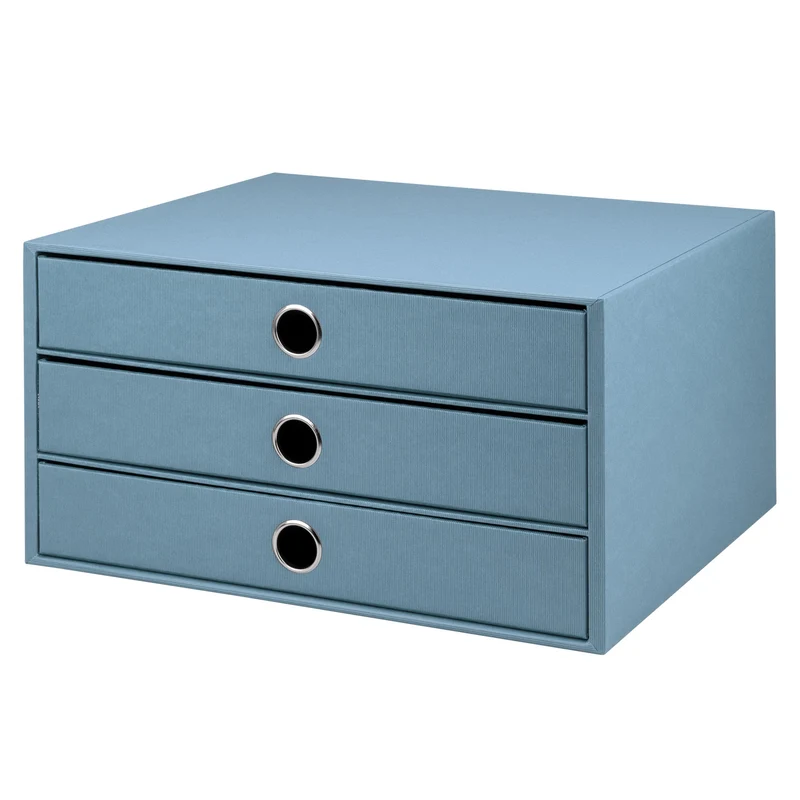 S.O.H.O. Schubladenbox | A4 | Querformat | 3 Fächer | denim-blau
