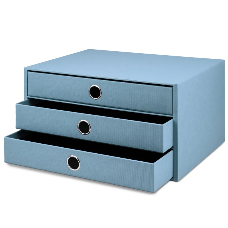 S.O.H.O. Schubladenbox | A4 | Querformat | 3 Fächer | denim-blau