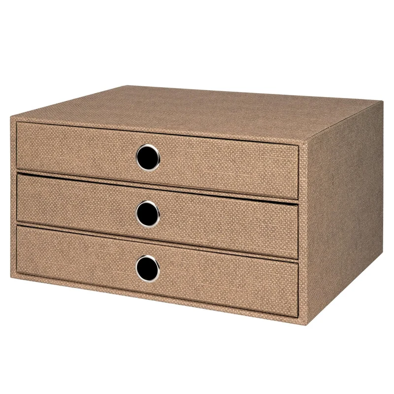 S.O.H.O. Schubladenbox | A4 | Querformat | 3 Fächer | haselnuss-braun