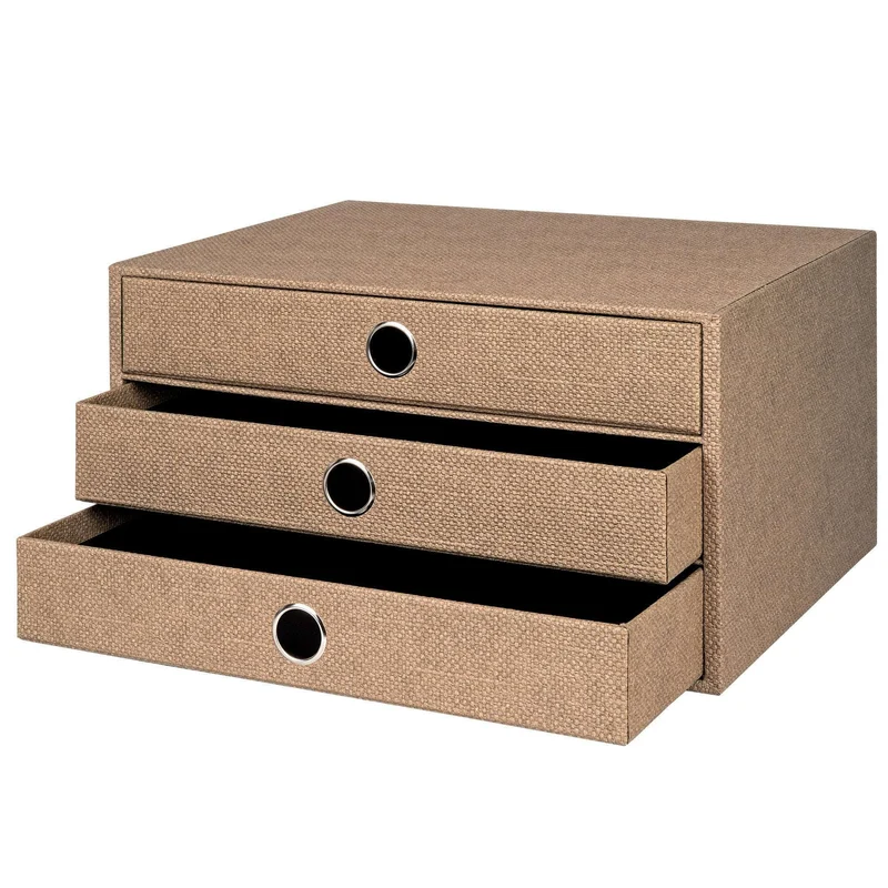 S.O.H.O. Schubladenbox | A4 | Querformat | 3 Fächer | haselnuss-braun