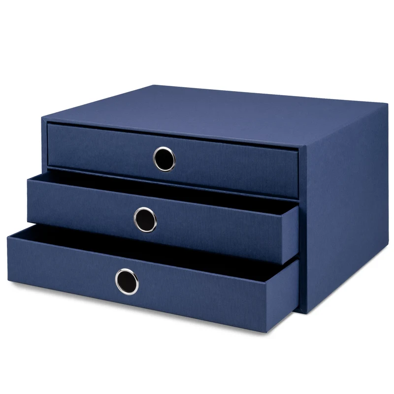 S.O.H.O. Schubladenbox | A4 | Querformat | 3 Fächer | navy-blau
