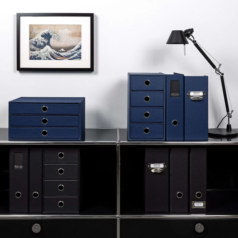 S.O.H.O. Schubladenbox | A4 | Querformat | 3 Fächer | navy-blau