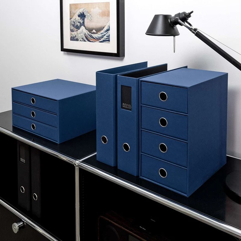 S.O.H.O. Schubladenbox | A4 | Querformat | 3 Fächer | navy-blau