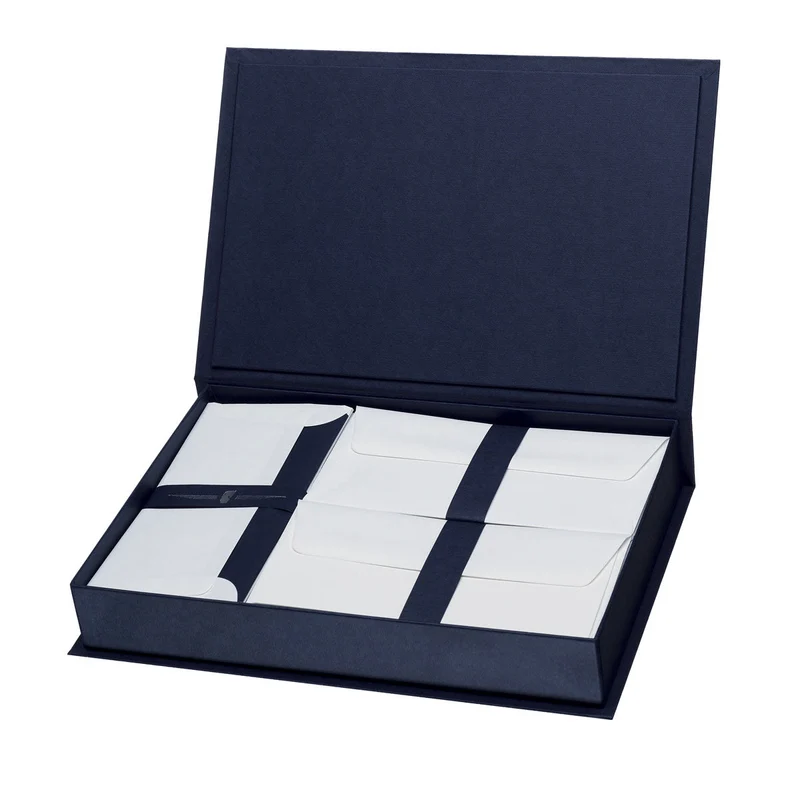 Briefpapier Kassette | Edles Briefpapier mit Seidenfutter | 50 Stück | blau