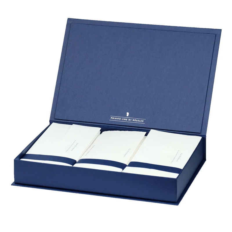 Personalisierbare Briefpapier Kassette | Edles Bütten Papier | 60 Stück | blau