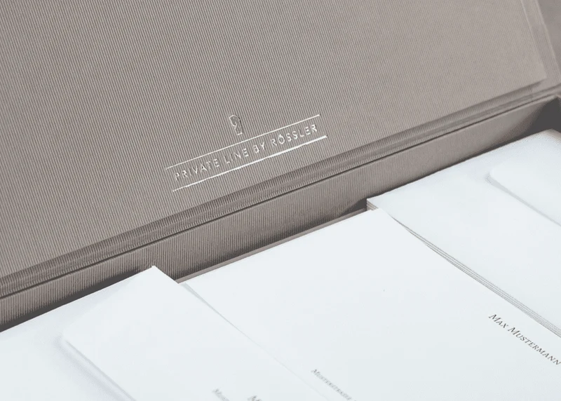 Personalisierbare Briefpapier Kassette | Edles Papier in Weiß | 60 Stück | blau