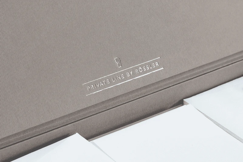 Personalisierbare Briefpapier Kassette | Edles Papier in Creme | 60 Stück | taupe