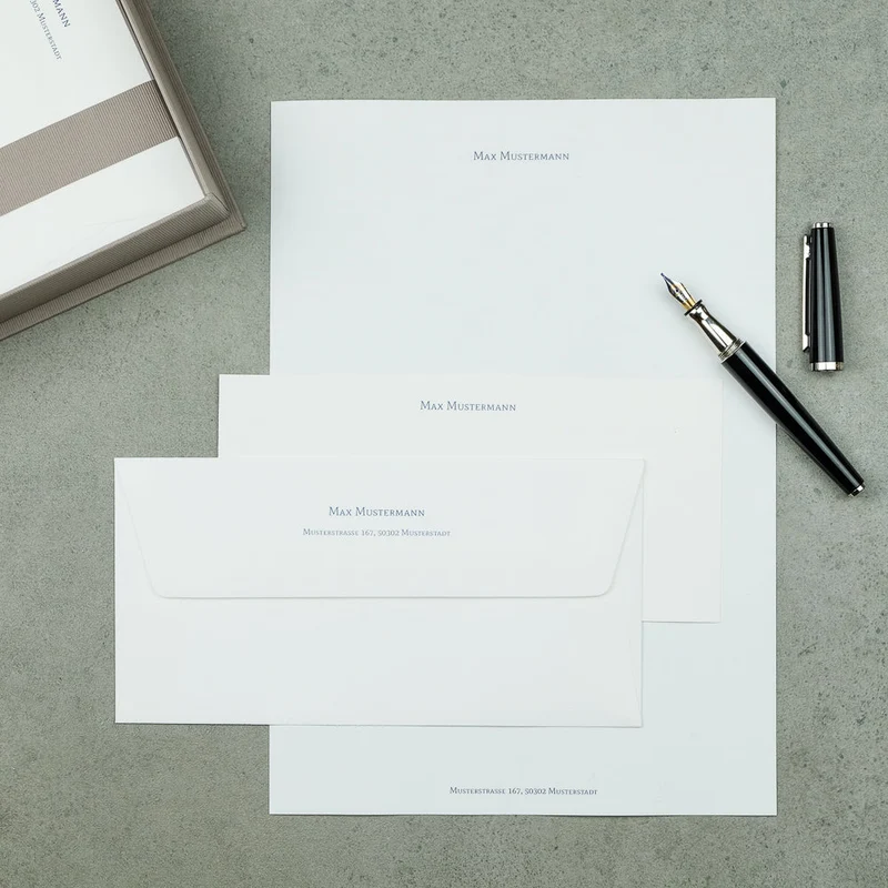 Personalisierbare Briefpapier Kassette | Edles Papier in Creme | 60 Stück | taupe