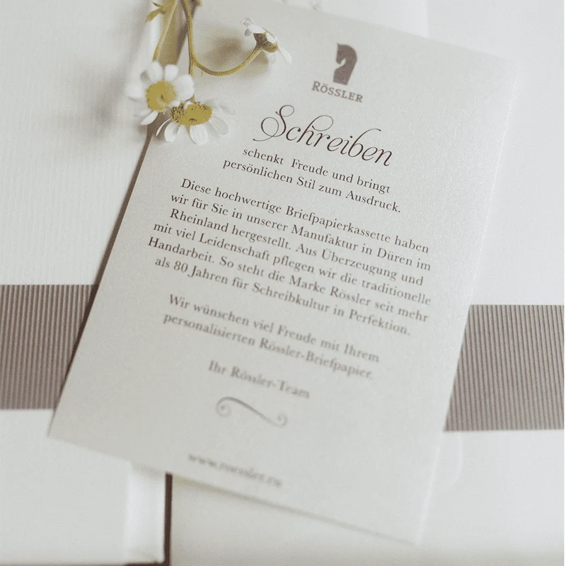 Personalisierbare Briefpapier Kassette | Edles Papier in Weiß | 60 Stück | taupe