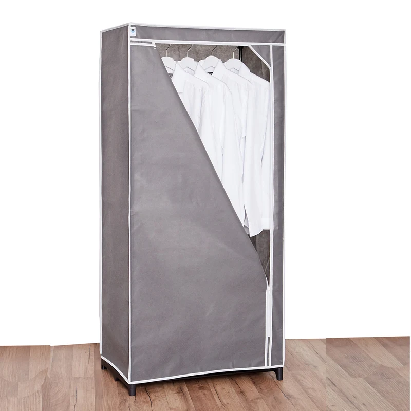 LOVE IT STORE IT Stoffschrank mit Kleiderstange, Grau, 75 x 50 x 160 cm