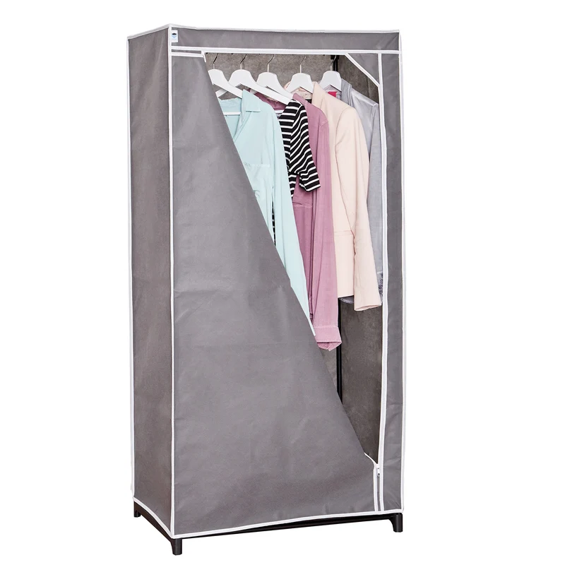 LOVE IT STORE IT Stoffschrank mit Kleiderstange, Grau, 75 x 50 x 160 cm