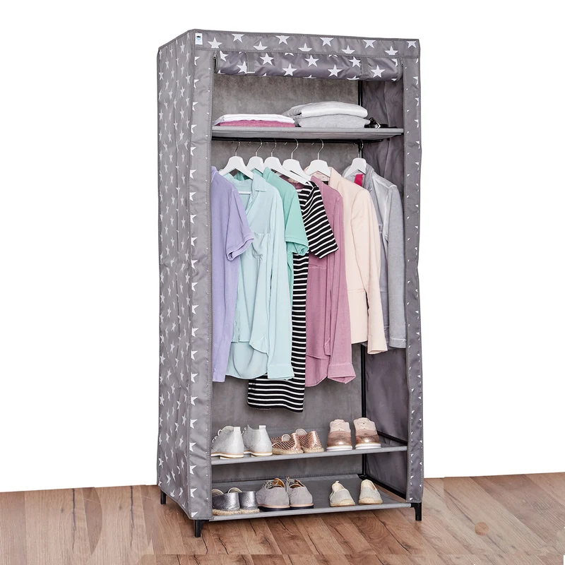 LOVE IT STORE IT Stoffschrank mit Kleiderstange und Ablagefach, Stern, 80 x 50 x 175 cm