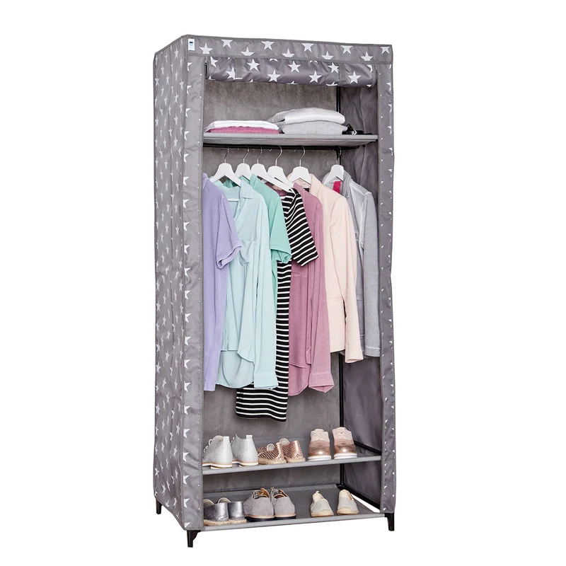 LOVE IT STORE IT Stoffschrank mit Kleiderstange und Ablagefach, Stern, 80 x 50 x 175 cm